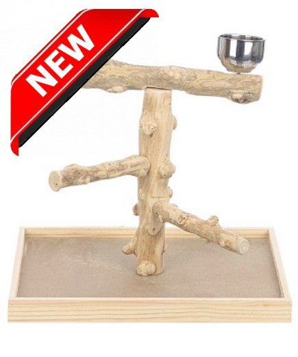 Coffee Wood Table Top Parrot Stand Medium